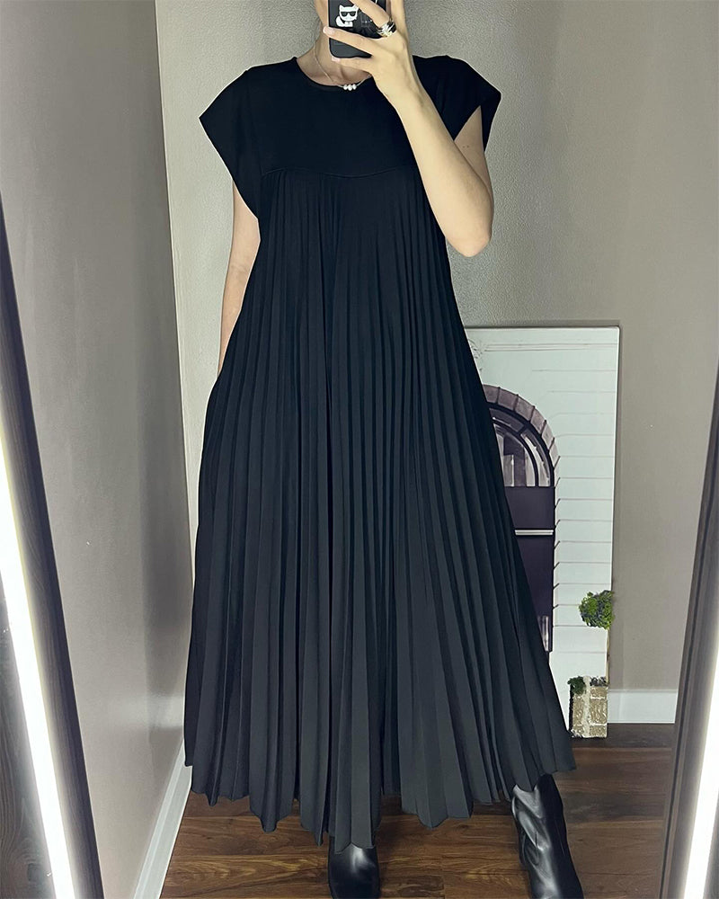 🌹Mother's Day Promotion 🎁Sleeveless Pleated Simple Solid Color Dress