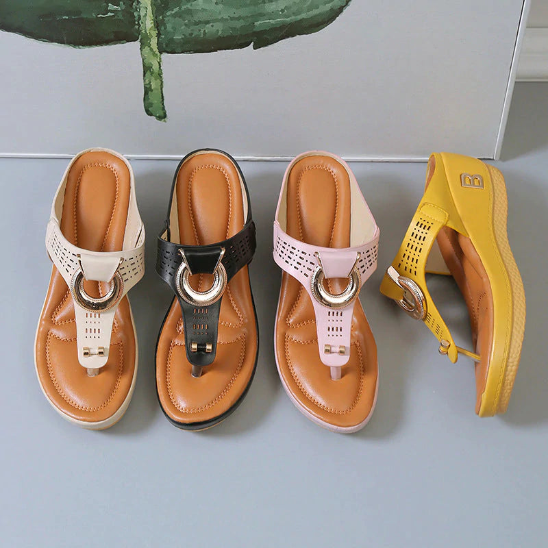 🔥HOT SALE🔥Women's Leather Wedge Slide Sandals（Buy Two Free Shipping）