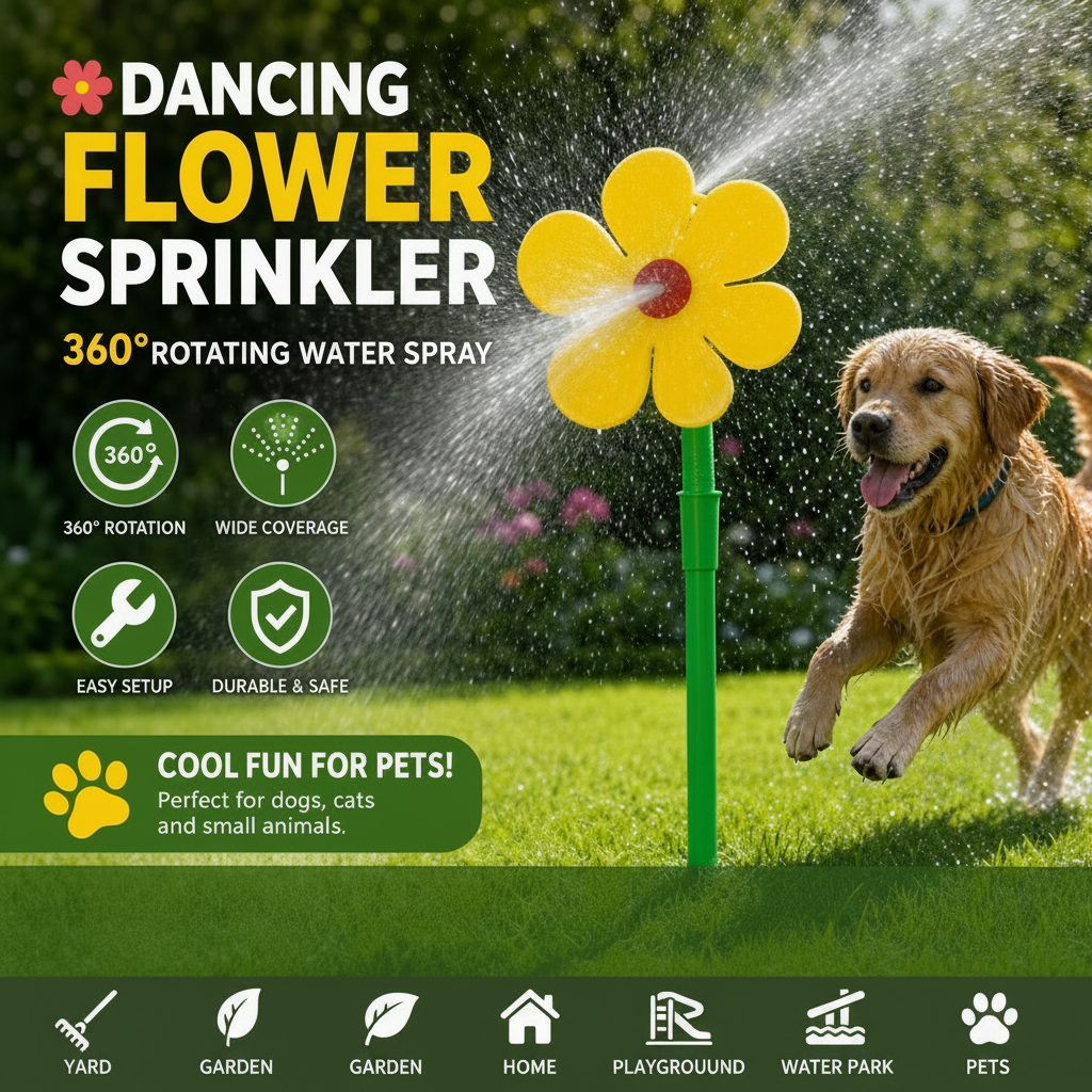 ✨️45% OFF! Boost your courtyard happiness! 360° Rotating Dancing Flower Sprinkler-Funny Dancing Flower Yard Lawn Sprinkler