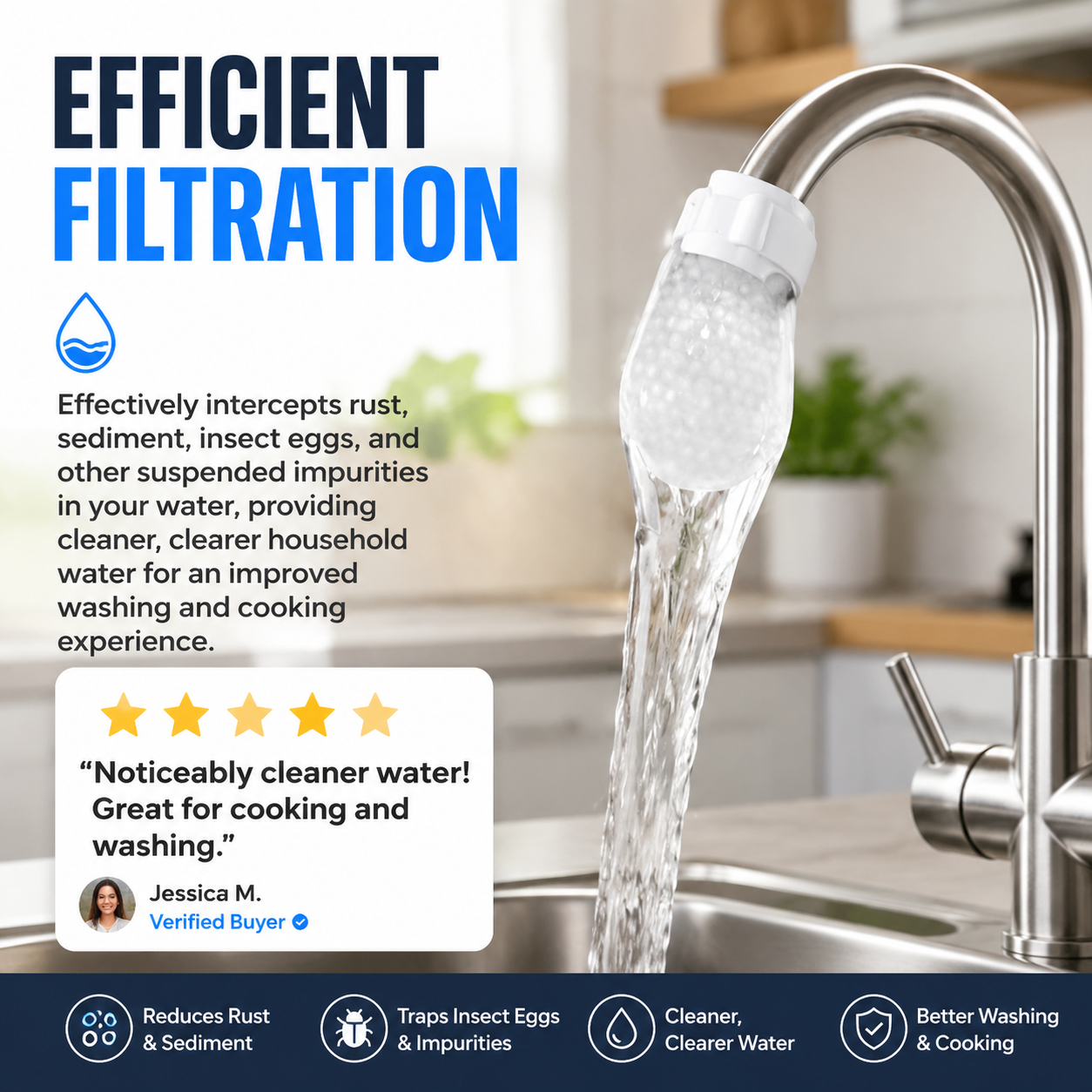 ⏰Anti-Splash Kitchen Faucet Filter for Sediment & Rust Removal