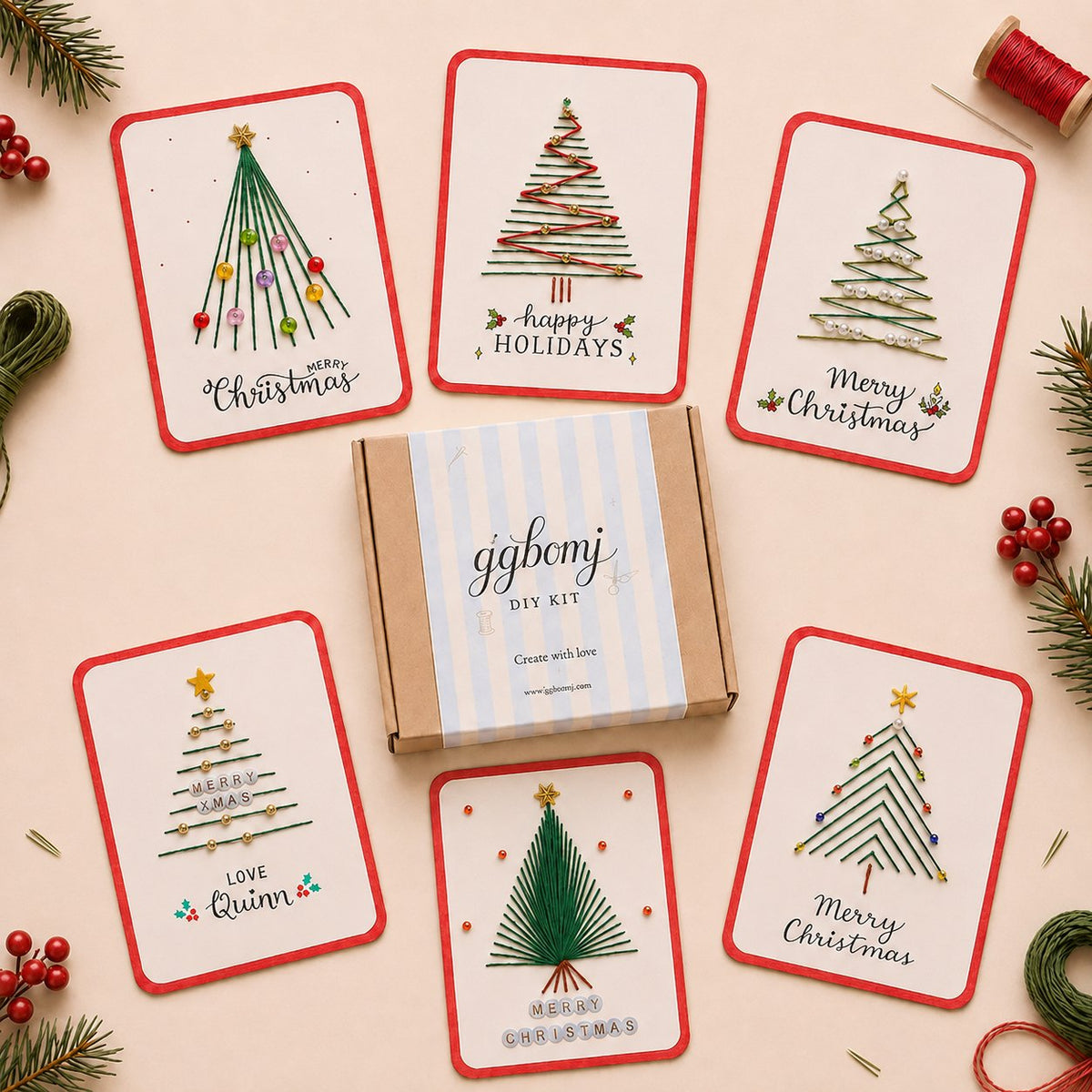 🏆🔥💖🎄 🧵Merry & Bright Christmas DIY Kit– Create Beautiful Handmade Holiday Cards ✨