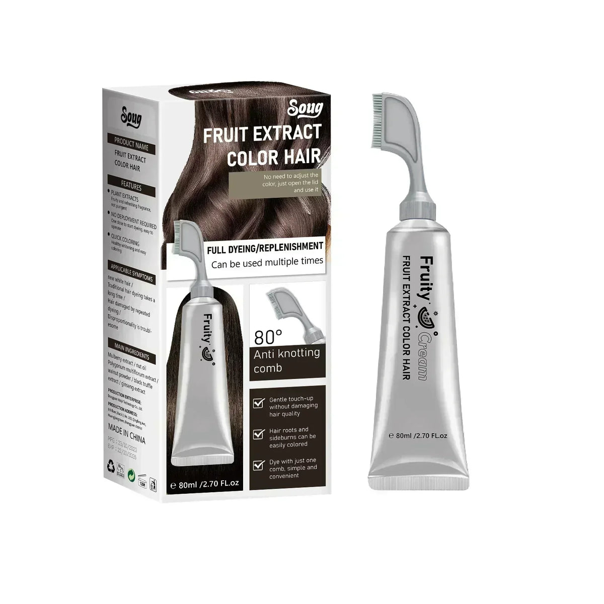 🎁Buy 1 Get 1 Free|Fruit Essence Hair Dyeing Comb – Cream & Comb in One, No-Mix Plant Formula
