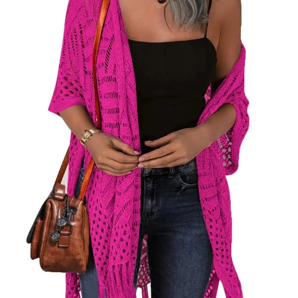 🔥 Limited-Time Offer😍Women’s Oversized Knit Cardigan – Lightweight Crochet Tassel Kimono for Spring & Summer 🌸