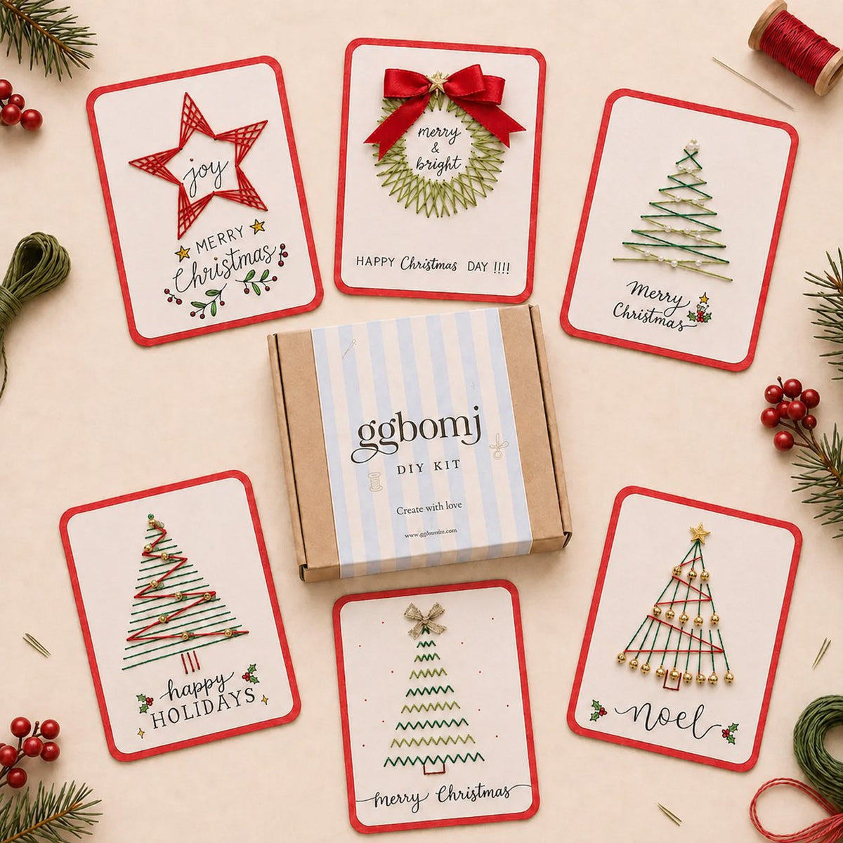 🏆🔥💖🎄 🧵Merry & Bright Christmas DIY Kit– Create Beautiful Handmade Holiday Cards ✨