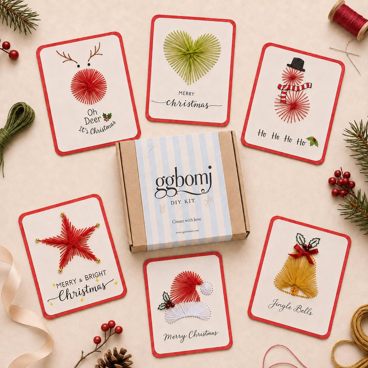 🏆🔥💖🎄 🧵Merry & Bright Christmas DIY Kit– Create Beautiful Handmade Holiday Cards ✨