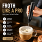 🥛Handheld Electric Milk Frother – 47% OFF | Battery Operated Drink Mixer for Coffee, Latte, Cappuccino, Hot Chocolate & Matcha | Mini Foam Maker with Stand