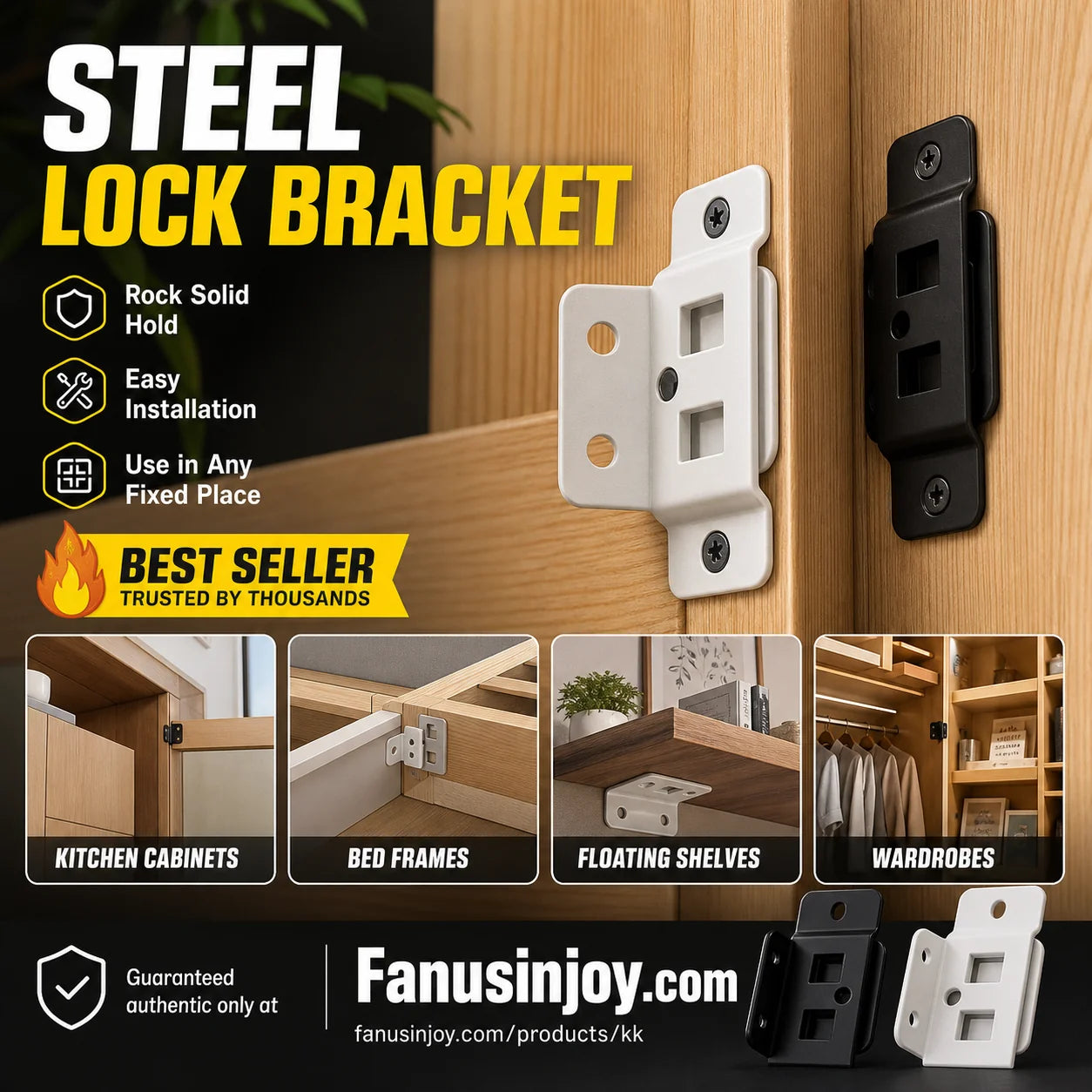 🔧 50% OFF NOW! ⏰ 2-in-1 Locking Insert Shelf Brackets – Heavy-duty & adjustable – Perfect for shelving, workbenches or cabinets – easy to install and secure 🛠️✨