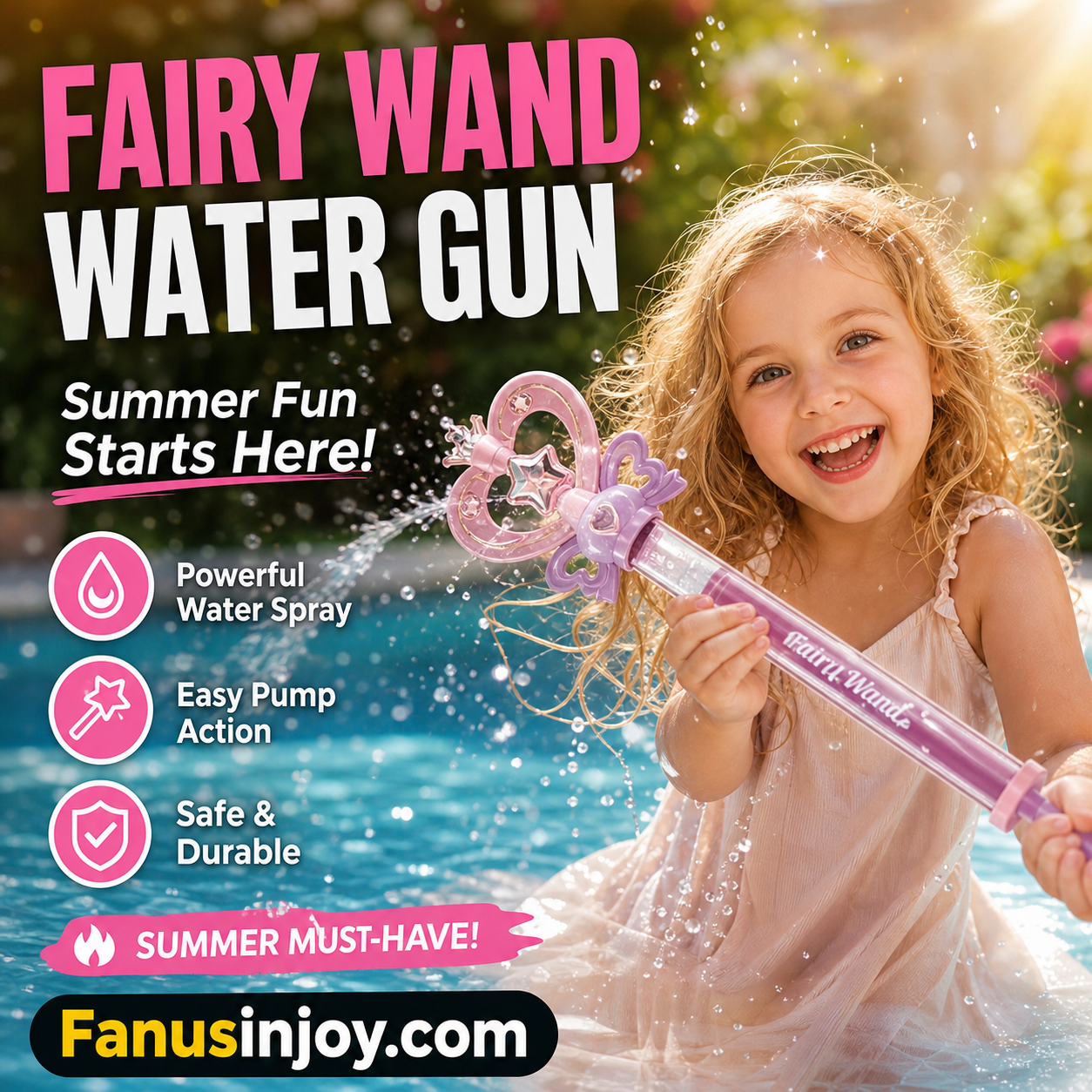 ✨️Limited time 52% off! 🔮Summer essential! You are the water fairy! Kids' Pump-Action Fairy Wand Water Gun