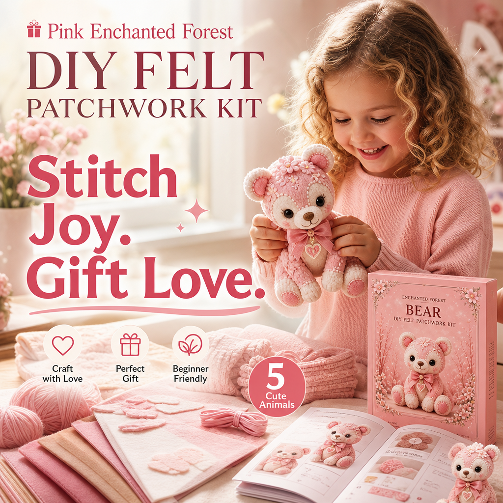🎀49% OFF🎁Pink Enchanted Forest DIY Felt Patchwork Kit
