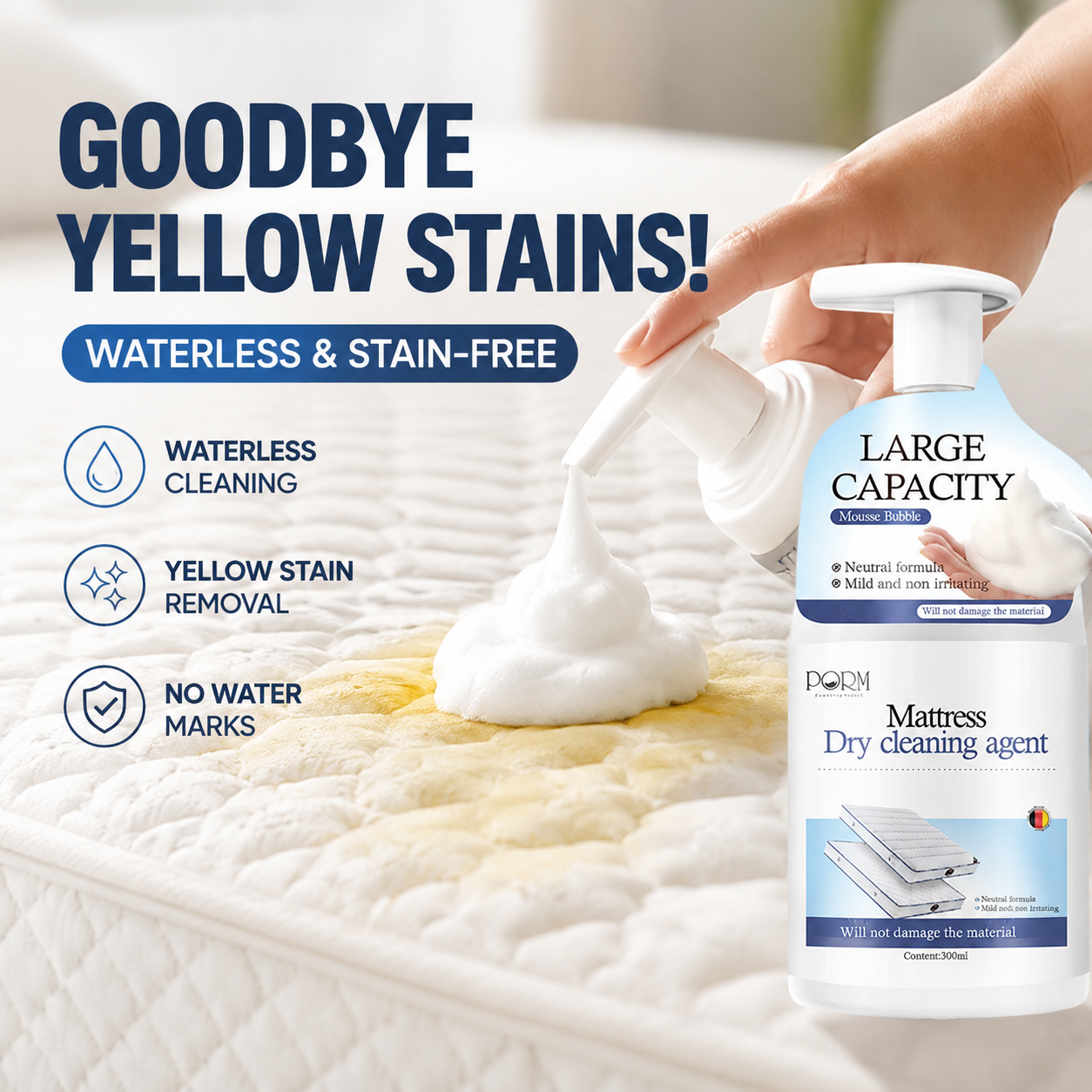 ⚡ Final Clearance – Up to 60% OFF ⚡ Powerful Mattress Yellow Stain Cleaner
