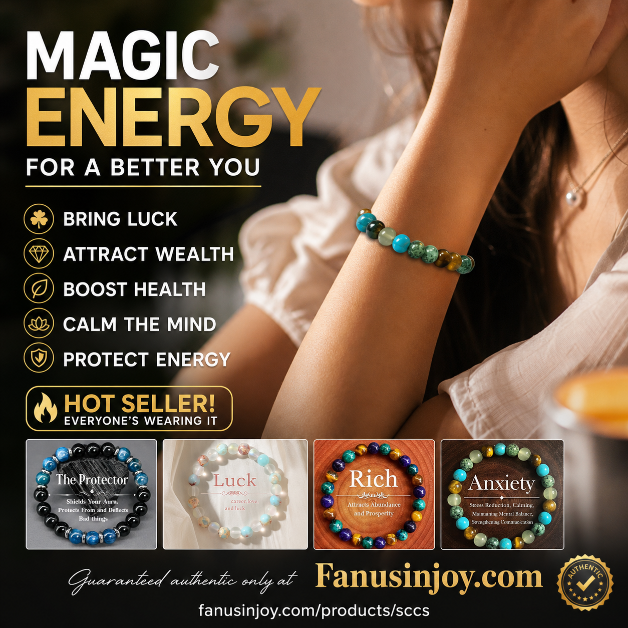 🔮Health, Wealth & Protection！📿Bring You Endless Energy！Natural Stone Bead Bracelet