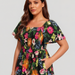 ⏰Summer Hot Sale 52% OFF💃Floral Smocked Square Neck Midi Dress with Pockets