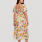 ⏰Summer Hot Sale 52% OFF💃Floral Smocked Square Neck Midi Dress with Pockets