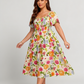 ⏰Summer Hot Sale 52% OFF💃Floral Smocked Square Neck Midi Dress with Pockets