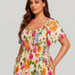 ⏰Summer Hot Sale 52% OFF💃Floral Smocked Square Neck Midi Dress with Pockets