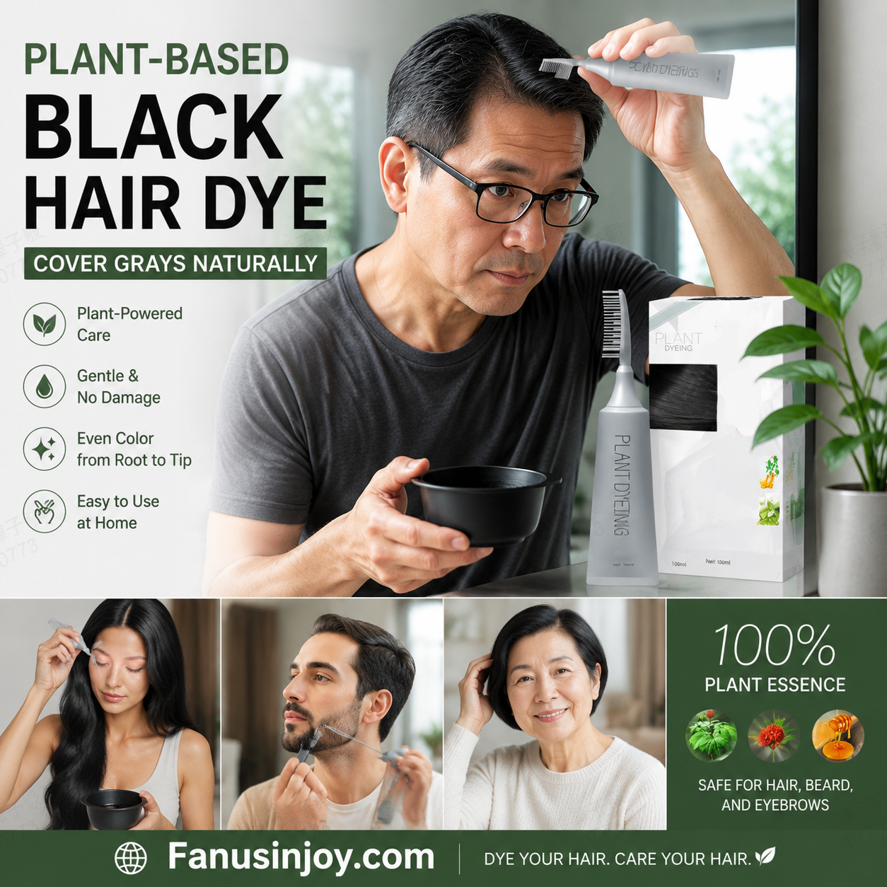 🔥Buy 3 get 2 free🔥The black and lustrous hair is so beautiful-Plant-Based Comb Hair Dye