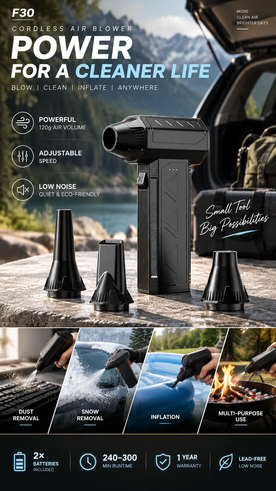 High-Power Turbo Fan Hairdryer, High-Speed Snow Blower, Handheld Mini Portable Outdoor Turbo Fan