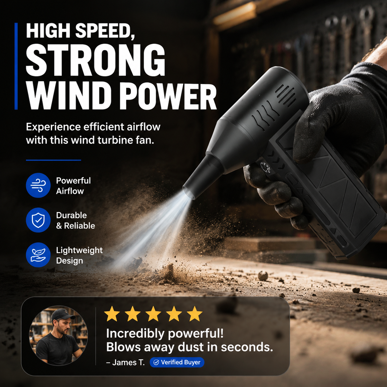 Powerful Wind Turbine Fan with LED Light