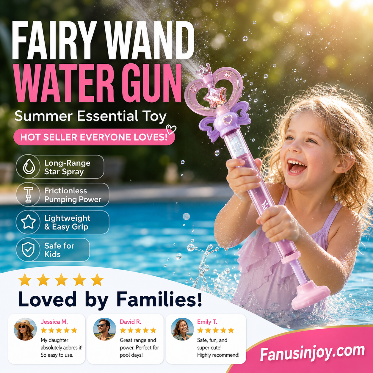 ✨️Limited time 52% off! 🔮Summer essential! You are the water fairy! Kids' Pump-Action Fairy Wand Water Gun