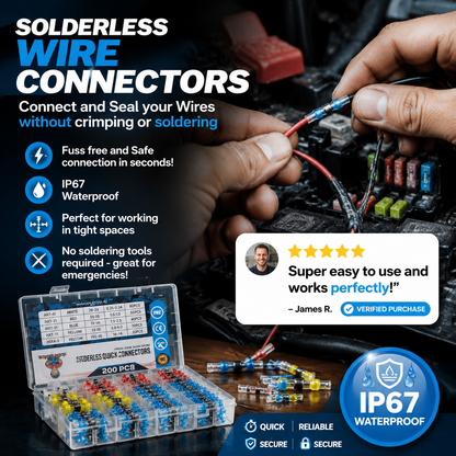 💎 50% OFF! 💎 Solderstick Waterproof Solder Wire Connector Kit – IP67 Rated, No Tools Needed & Ready in Seconds