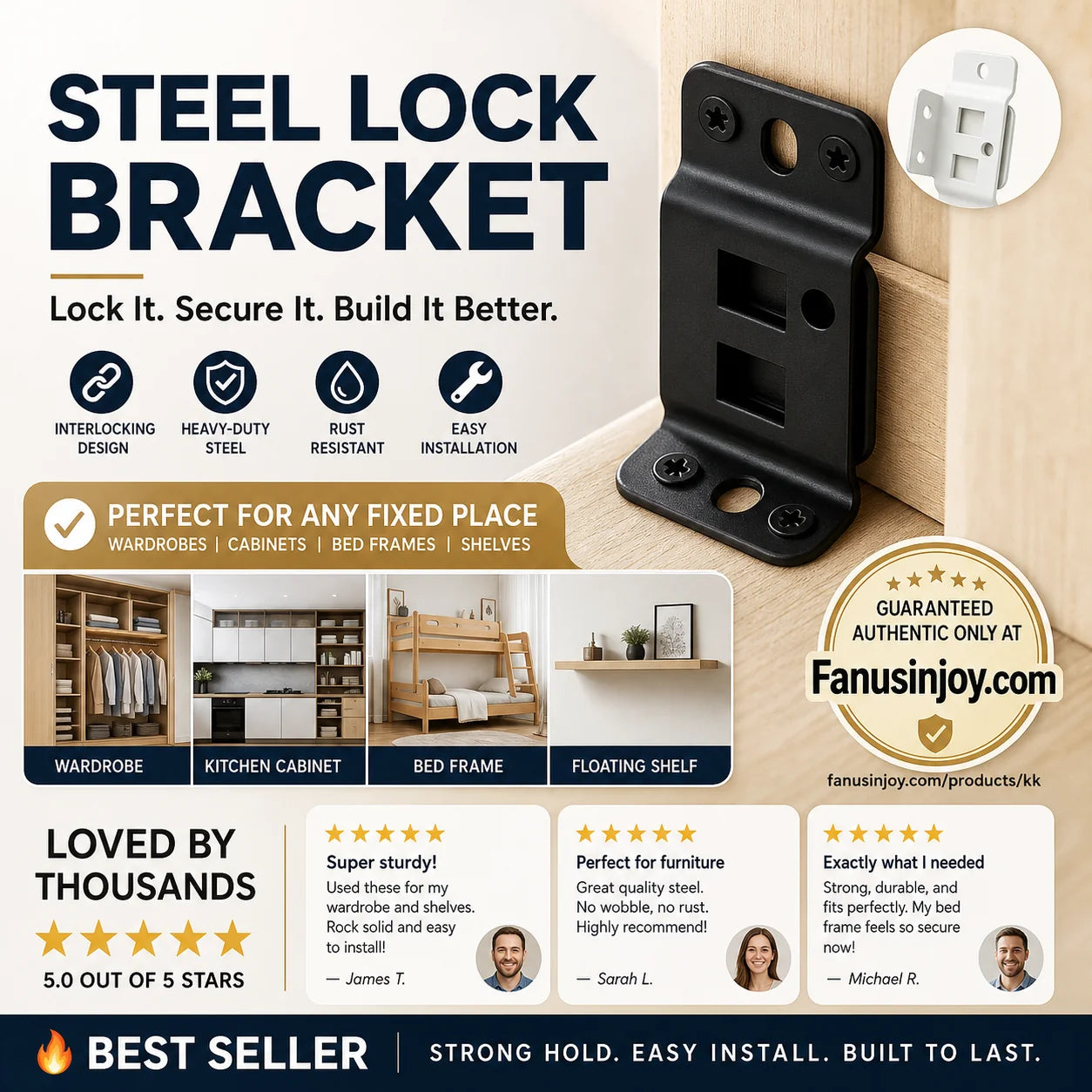 🔧 50% OFF NOW! ⏰ 2-in-1 Locking Insert Shelf Brackets – Heavy-duty & adjustable – Perfect for shelving, workbenches or cabinets – easy to install and secure 🛠️✨