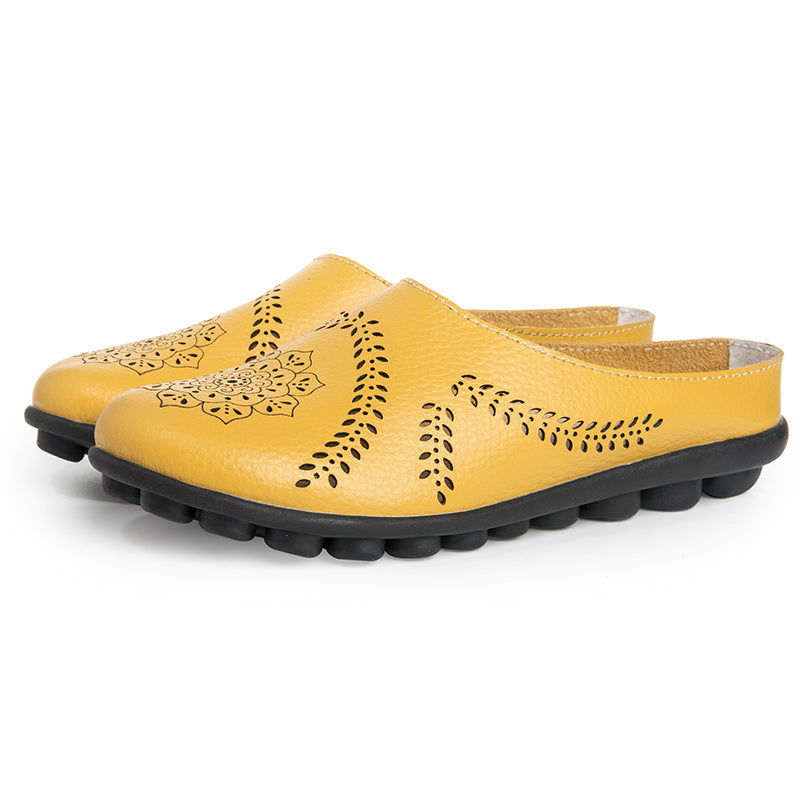Loose-fitting slippers with a floral cutout, suitable for all foot types