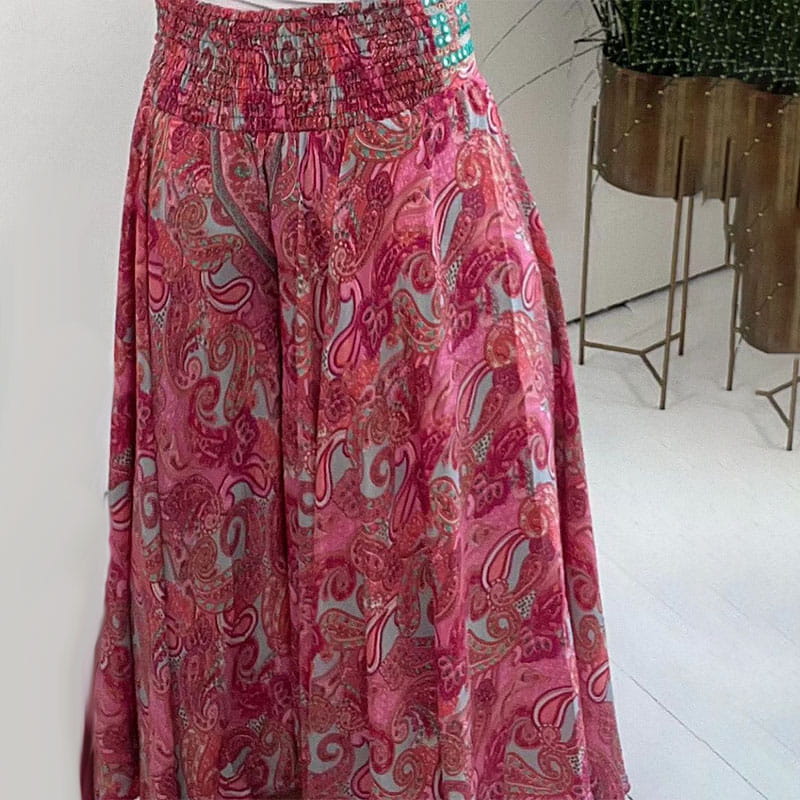 💥Limited Hot Sales 50% OFF😍Ethnic Paisley Print Elastic Patchwork-Waist Lightweight Pants（The more you buy, the higher the discount）