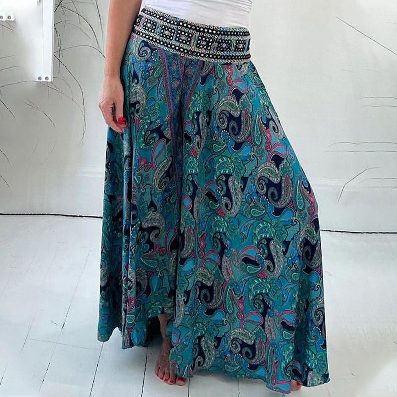 💥Limited Hot Sales 50% OFF😍Ethnic Paisley Print Elastic Patchwork-Waist Lightweight Pants（The more you buy, the higher the discount）