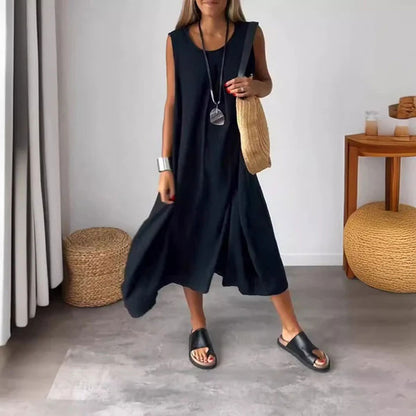 🎁2025 new styles 💫Cotton and Linen Sleeveless Casual Dress with Pocket