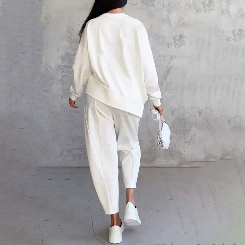 💎 55% OFF! 💎Round-Neck Long-Sleeved Top ＆ Pants 2-Piece Set | Wrinkle-Free & Breathable |