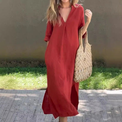 🔥Last Day Sale 50%🔥Elegant V-Neck Slit Dress