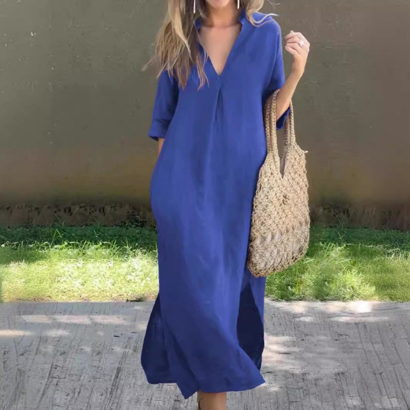🔥Last Day Sale 50%🔥Elegant V-Neck Slit Dress