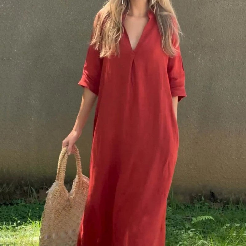 🔥Last Day Sale 50%🔥Elegant V-Neck Slit Dress
