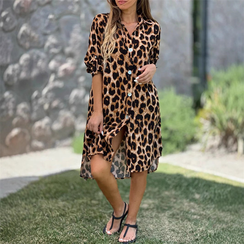 😍Oversized Leopard Print Shirt Dress