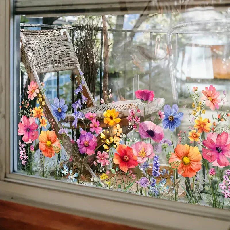 📢📢50% OFF!!⏰Colorful Floral Bouquet Window Sticker🖼️(Cut to size freely)