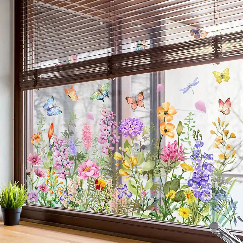 📢📢50% OFF!!⏰Colorful Floral Bouquet Window Sticker🖼️(Cut to size freely)