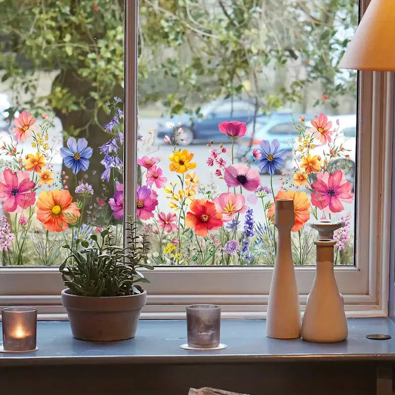 📢📢50% OFF!!⏰Colorful Floral Bouquet Window Sticker🖼️(Cut to size freely)
