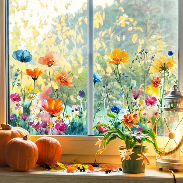 📢📢50% OFF!!⏰Colorful Floral Bouquet Window Sticker🖼️(Cut to size freely)