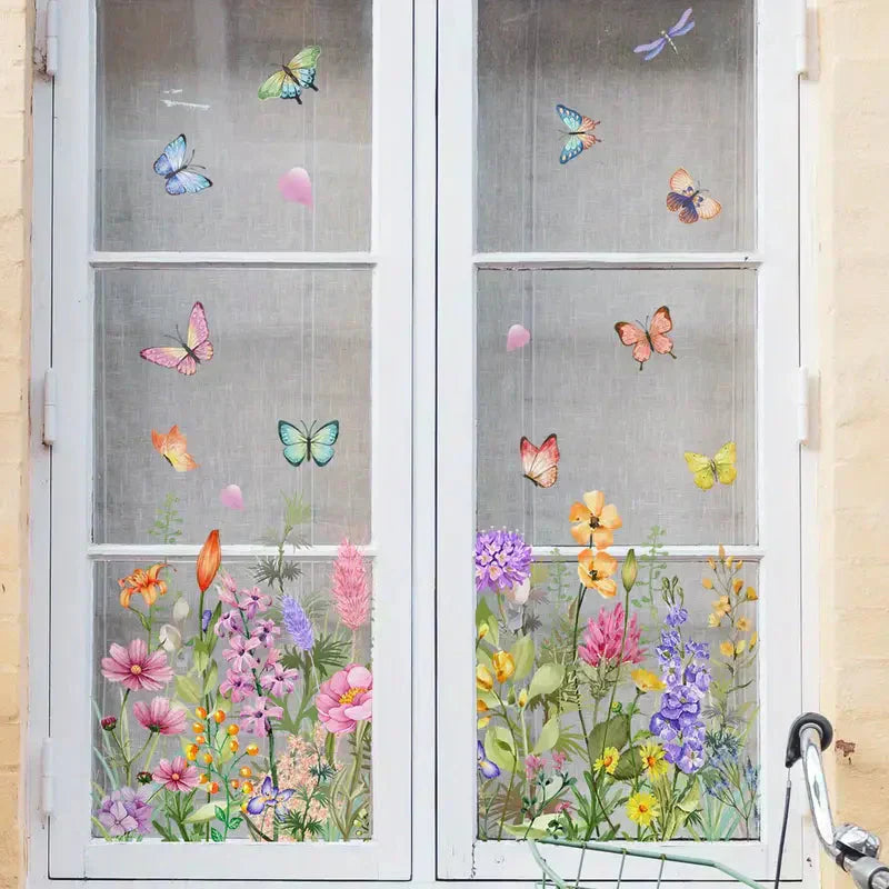 📢📢50% OFF!!⏰Colorful Floral Bouquet Window Sticker🖼️(Cut to size freely)