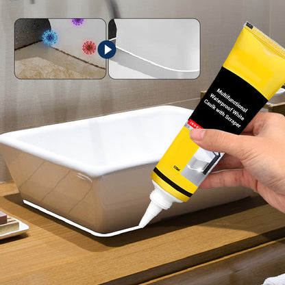 🧰 Waterproof White Caulk with Scraper | Christmas SALE 50% OFF | All-in-One Sealant for Bathroom, Kitchen & Tile Gaps | DIY Home Repair Essential Gift 🎄✨