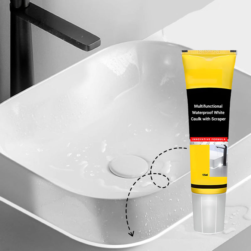🧰 Waterproof White Caulk with Scraper | Christmas SALE 50% OFF | All-in-One Sealant for Bathroom, Kitchen & Tile Gaps | DIY Home Repair Essential Gift 🎄✨