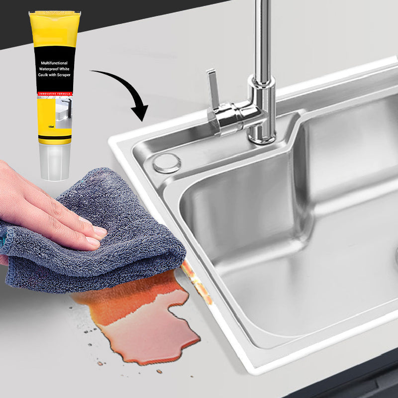 🧰 Waterproof White Caulk with Scraper | Christmas SALE 50% OFF | All-in-One Sealant for Bathroom, Kitchen & Tile Gaps | DIY Home Repair Essential Gift 🎄✨