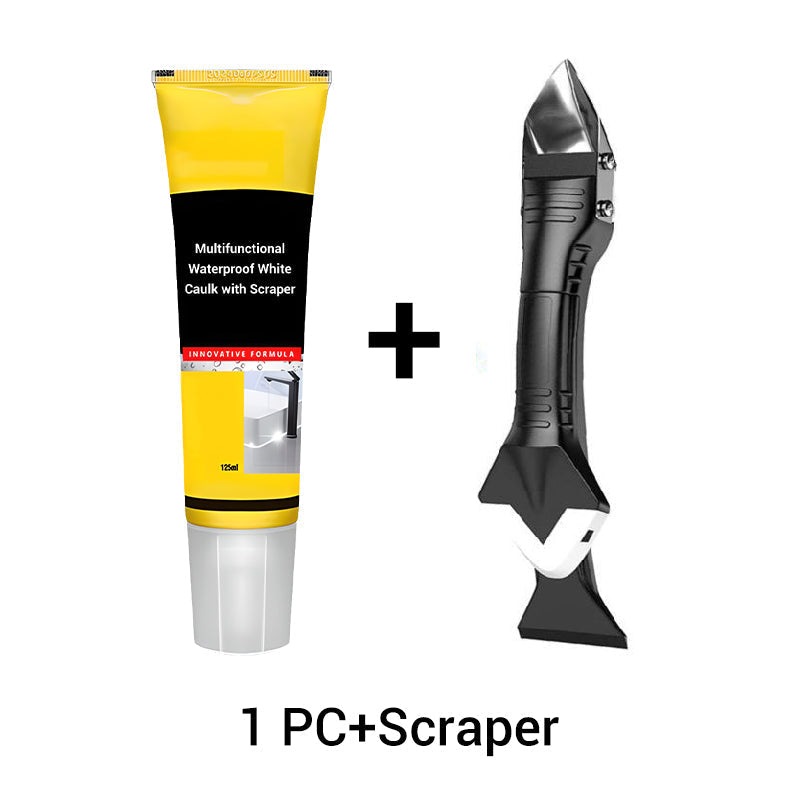 🧰 Waterproof White Caulk with Scraper | Christmas SALE 50% OFF | All-in-One Sealant for Bathroom, Kitchen & Tile Gaps | DIY Home Repair Essential Gift 🎄✨
