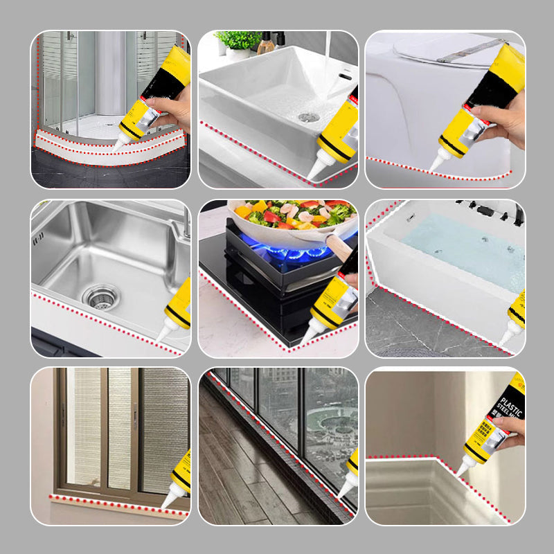 🧰 Waterproof White Caulk with Scraper | Christmas SALE 50% OFF | All-in-One Sealant for Bathroom, Kitchen & Tile Gaps | DIY Home Repair Essential Gift 🎄✨