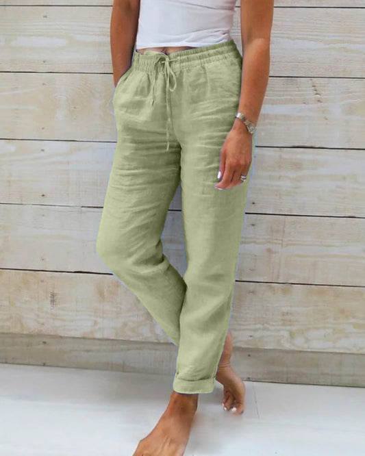 🌸LAST DAY SPECIAL PRICE: ￡12.99!!🌸Women's  Elastic Waist Cotton Linen Casual Pants