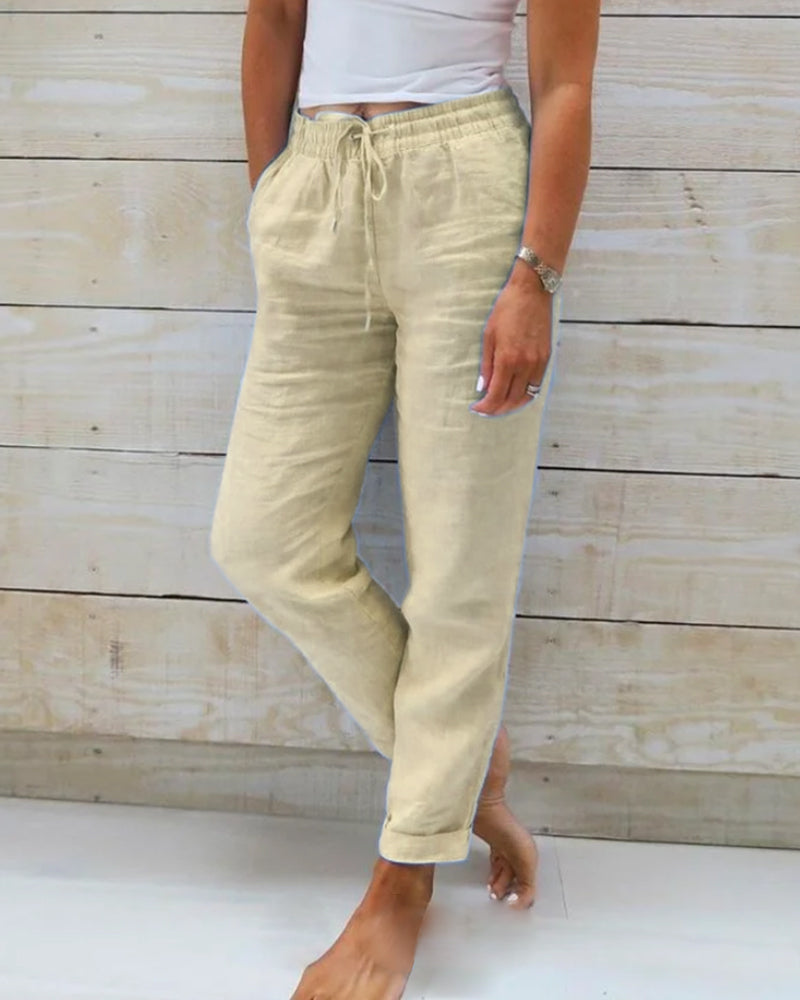 🌸LAST DAY SPECIAL PRICE: ￡12.99!!🌸Women's  Elastic Waist Cotton Linen Casual Pants