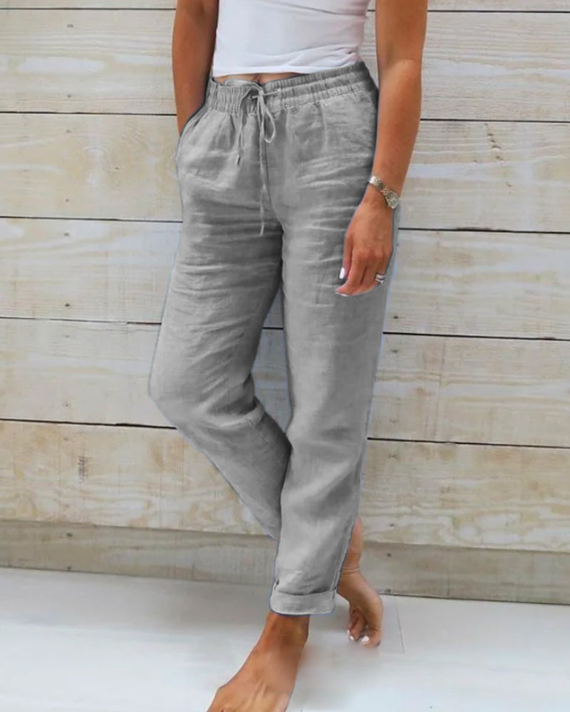 🌸LAST DAY SPECIAL PRICE: ￡12.99!!🌸Women's  Elastic Waist Cotton Linen Casual Pants