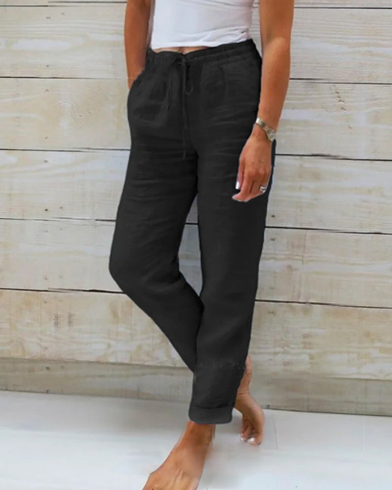 🌸LAST DAY SPECIAL PRICE: ￡12.99!!🌸Women's  Elastic Waist Cotton Linen Casual Pants