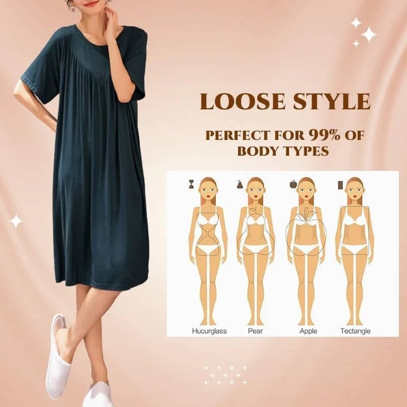 💗🌹Special Promotion🎁💗Super Soft Comfortable Short Sleeve Loose Pajama Dress（The more you buy, the higher the discount）
