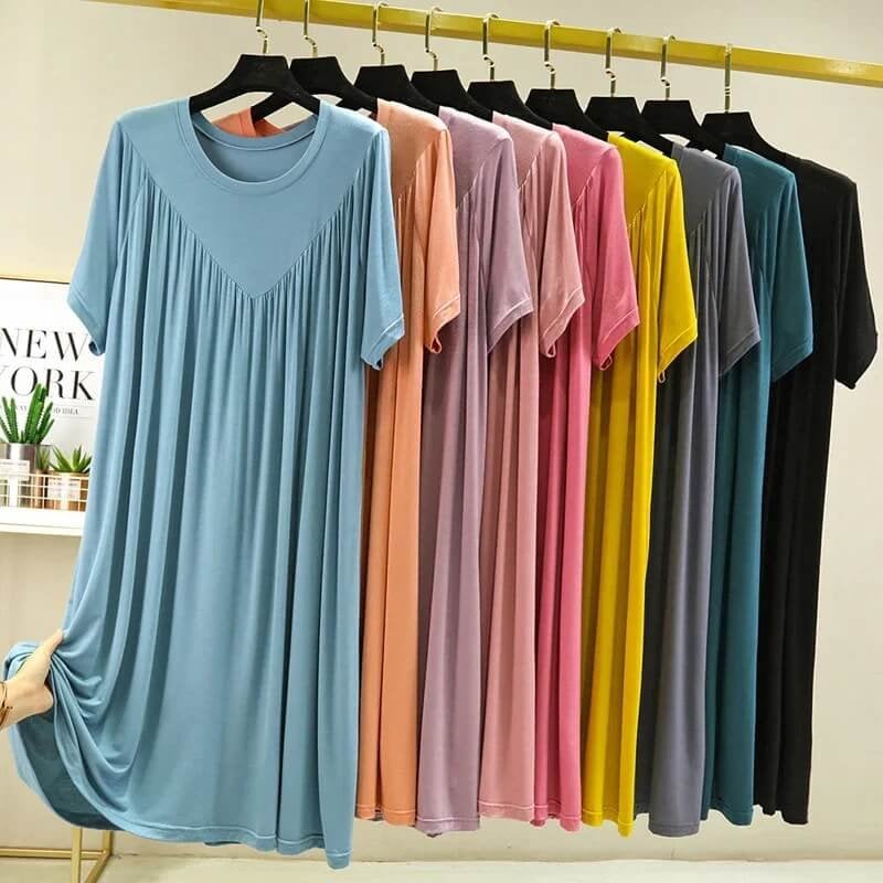 💗🌹Special Promotion🎁💗Super Soft Comfortable Short Sleeve Loose Pajama Dress（The more you buy, the higher the discount）